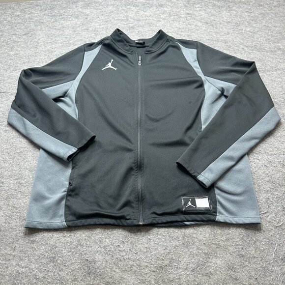Nike Jordan Track Jacket Women 2XL Black Gray Colorblock Full Zip Knit - Picture 1 of 15
